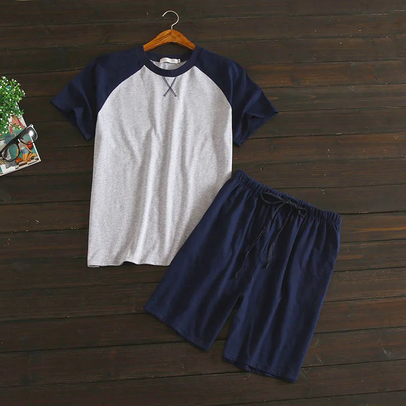 

Summer New Men's Pajamas Suit O-Neck Pijama Cotton Short-sleeved pyjamas Shorts Casual Sleepwear Nightwear Pajama Sets 2pcs/set