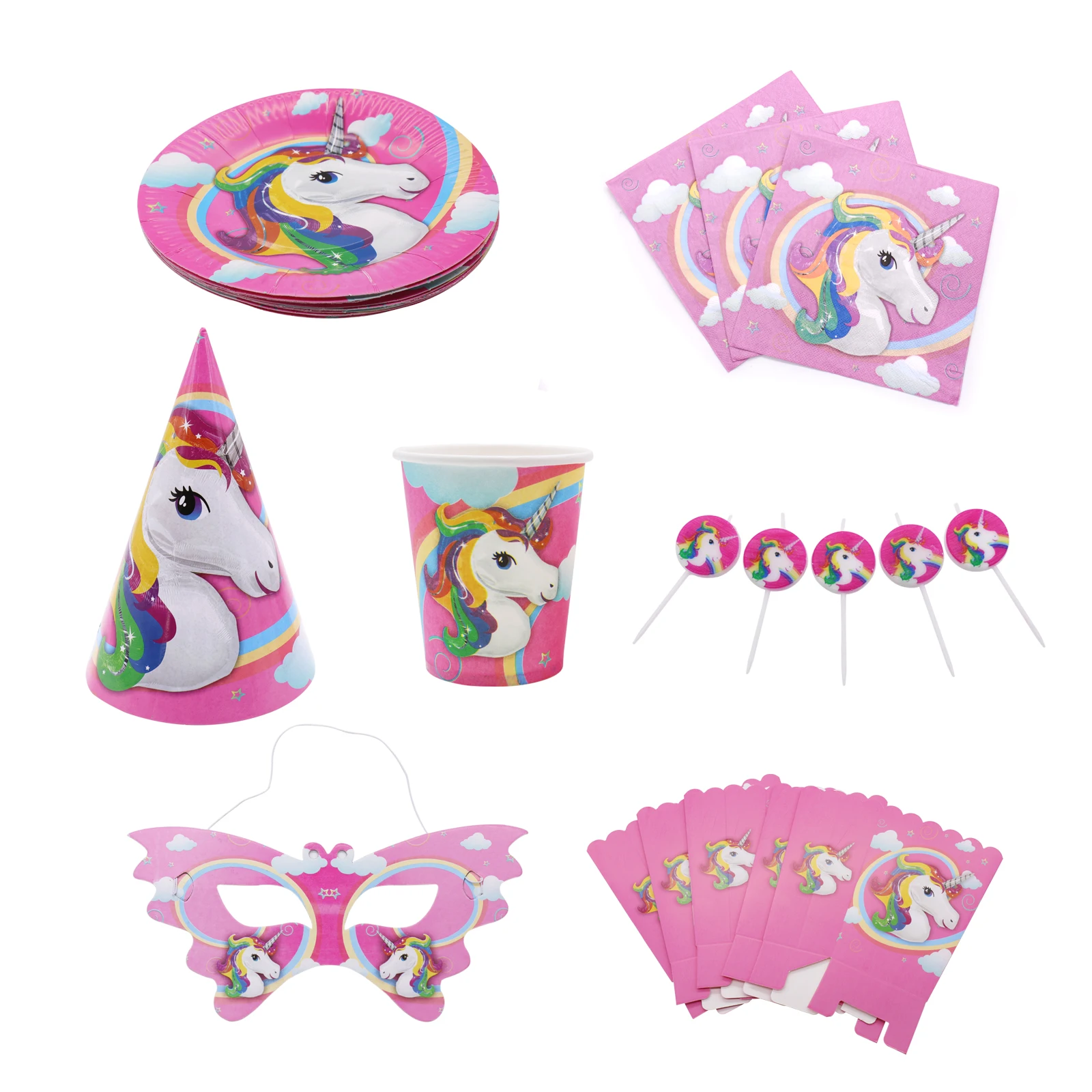 

Unicorn Theme Party Decoration Pink Banner,Toothpick flags,Unicorn Candles,Cake Flag,Forks,Kids Birthday Party Festival Supplies