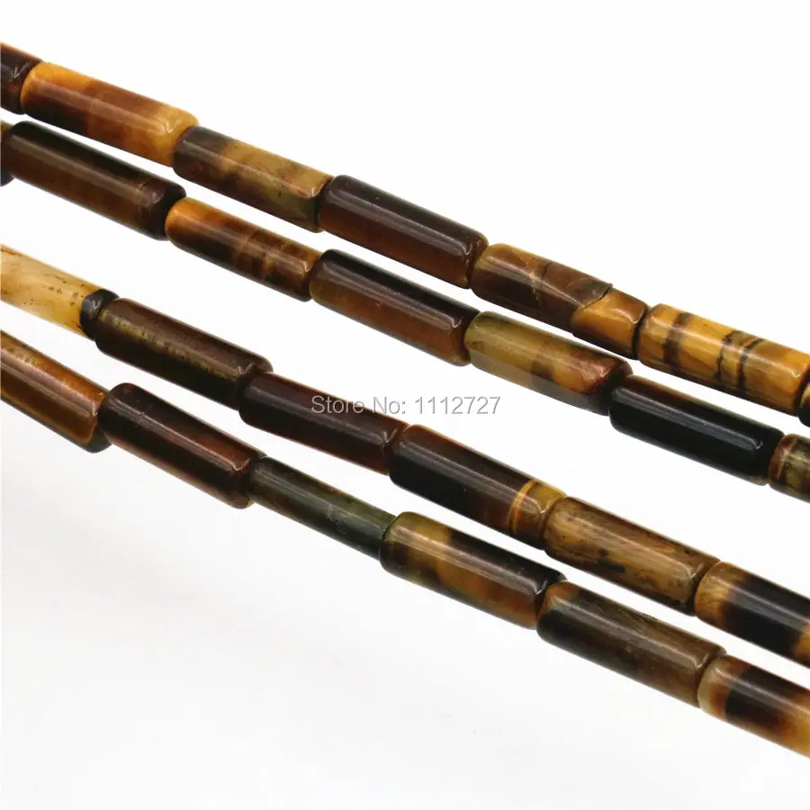 

4x14mm Natural Accessories Yellow Tiger's Eye Tube DIY Beads Loose Semi Finished Stones 15inch Jewelry Making Women Grils Gifts