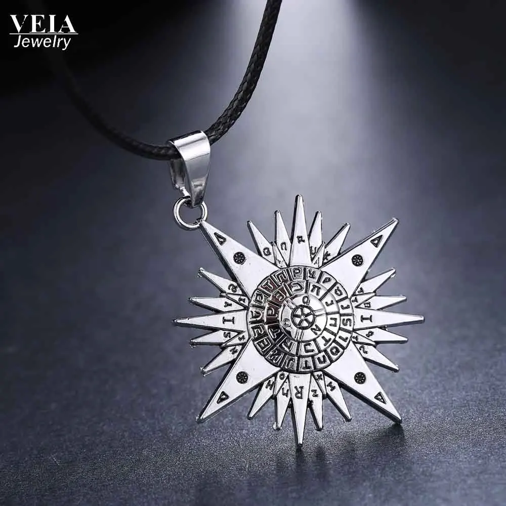 

Black Butler Necklace Pentacle Pentagram Pendant Lucifer Satan logo Sign Silver Supernatural Jewelry for men and women wholesale