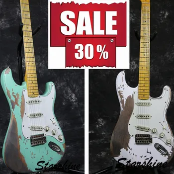 

New Favorite Surf green white 100% handmade Relic electric guitar alder body Aged hardware profession Do Relic guitars