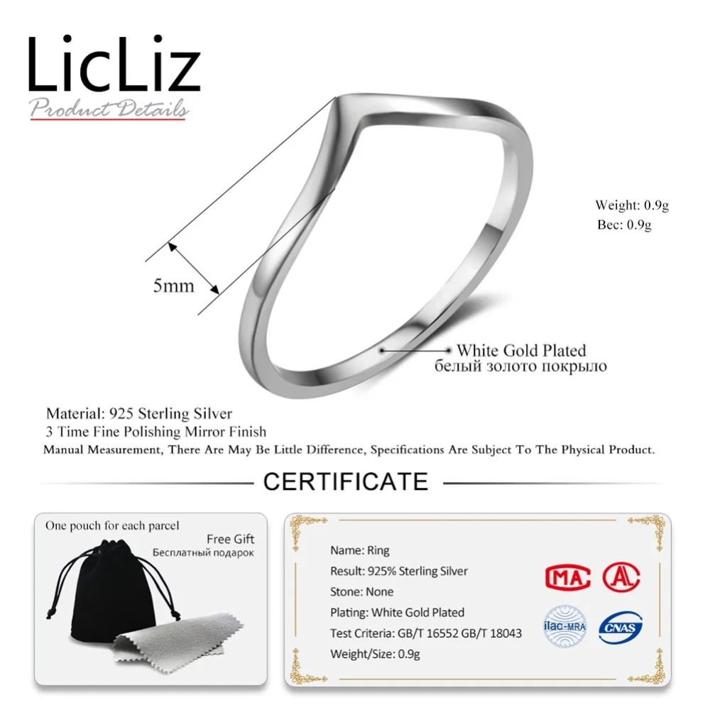V Shape LicLiz простые 925 пробы серебряные кольца V формы для женщин Сердце Звезда лист плетеный браслет серебряные ювелирные изделия Joyas de Plata LR0470 - Цвет камня: V Shape