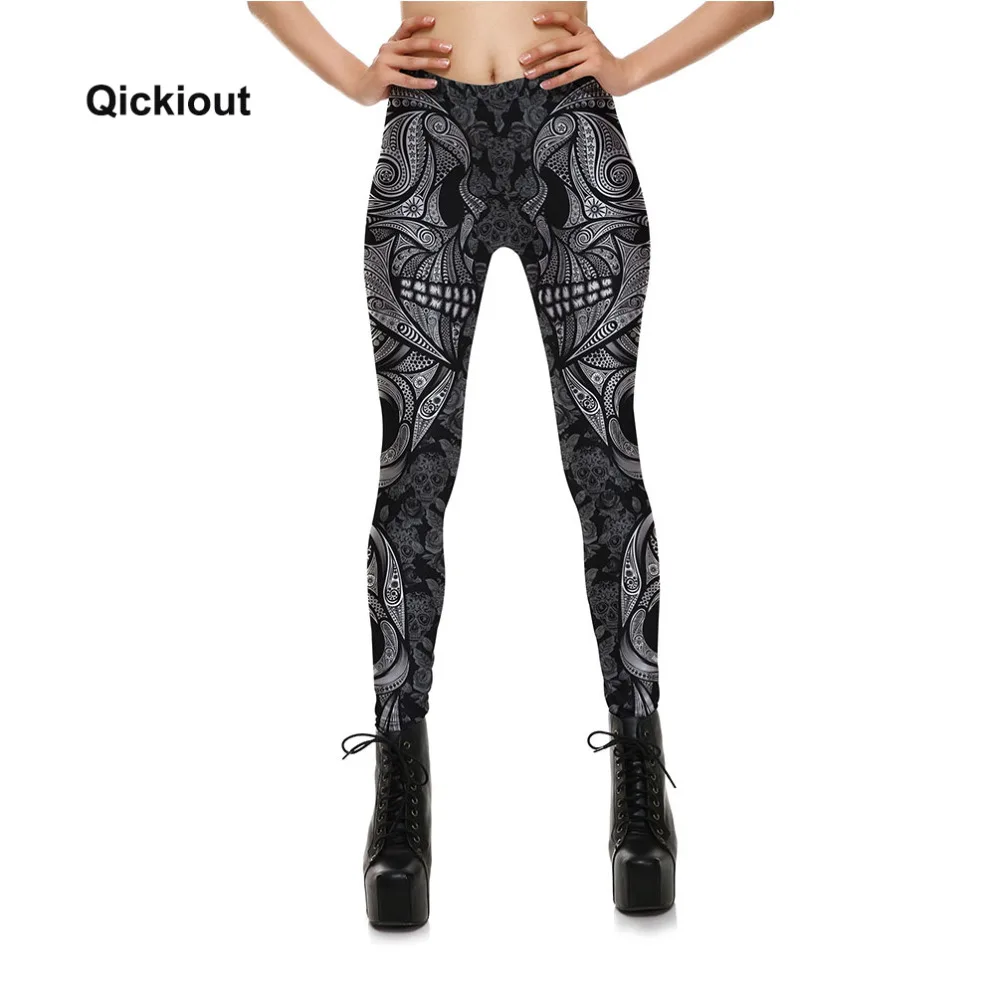 

Qickitout 2017 HOT Sales Women's Leggings Digital Printed Skeleton Totem Sexy Mask Ethnic Pattern Fashion Pants Popular Pants