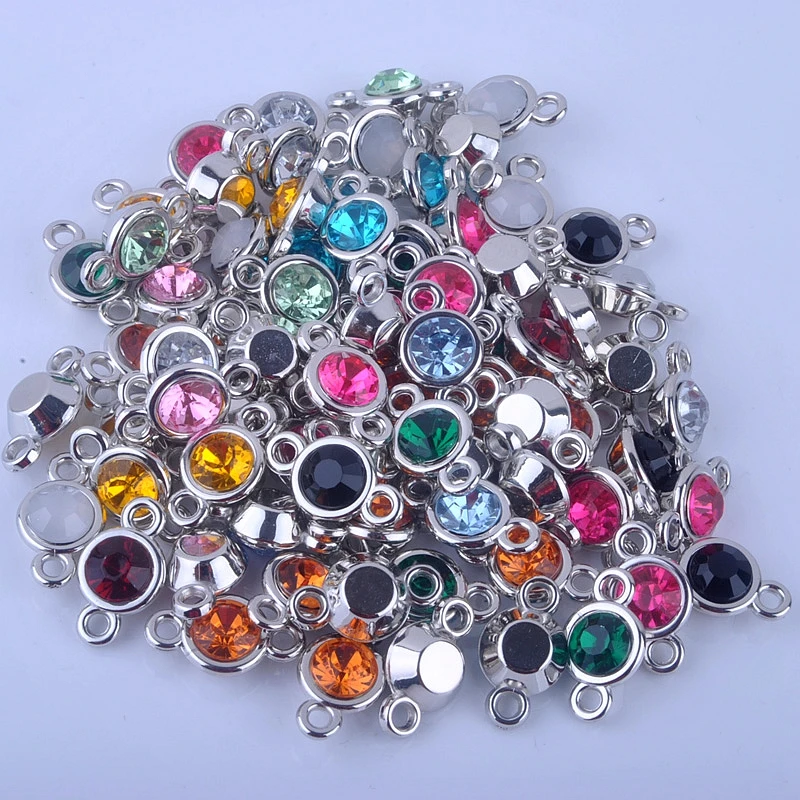 150 pçs/lote colorido birthstone encantos 11mm * 19mm acrílico duplo encantos para diy colar e pulseira de afirmação