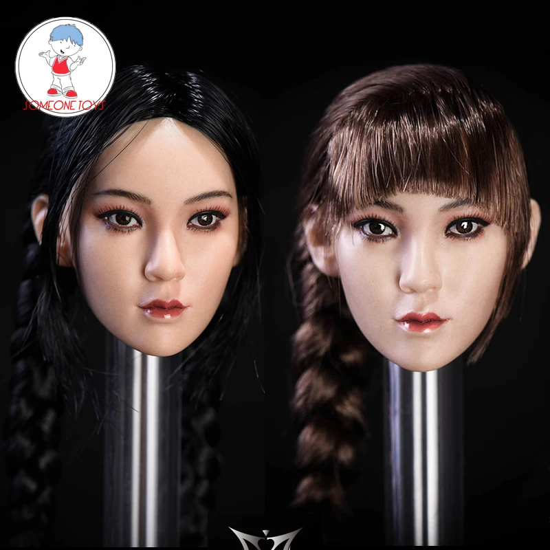 

Asia Girl Head Sculpt 1/6 Suntan Pale Skin Female Head Carving Single / Double Braid For 12 inches Action Figures
