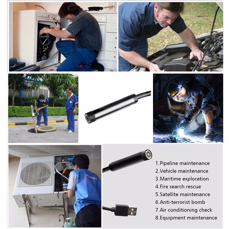 Antscope Wifi 8 мм эндоскоп 1/2/3. 5/5/10 м желтый и черный Hardwire 1200P Android iOS камера эндоскопа
