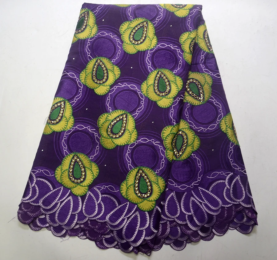 

2018 Latest Nigeria Swiss Laces High Quality Swiss Voile Laces Switzerland Cotton African Dry Lace Fabric For Man Women purple