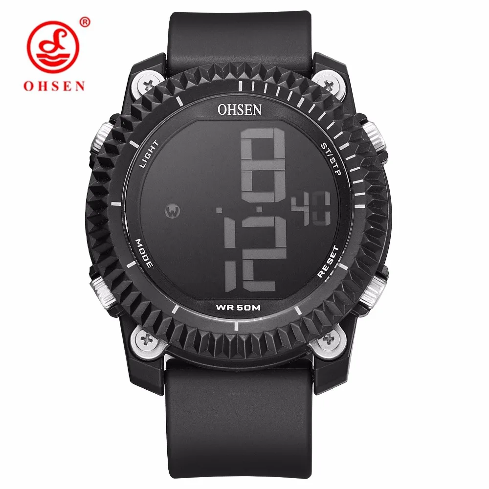 

NEW Fashion OHSEN Digital Watch Men Male 50M Waterproof Sport Watch Alarm Chronograph LED Rubber Band Man Wristwatches Relogios