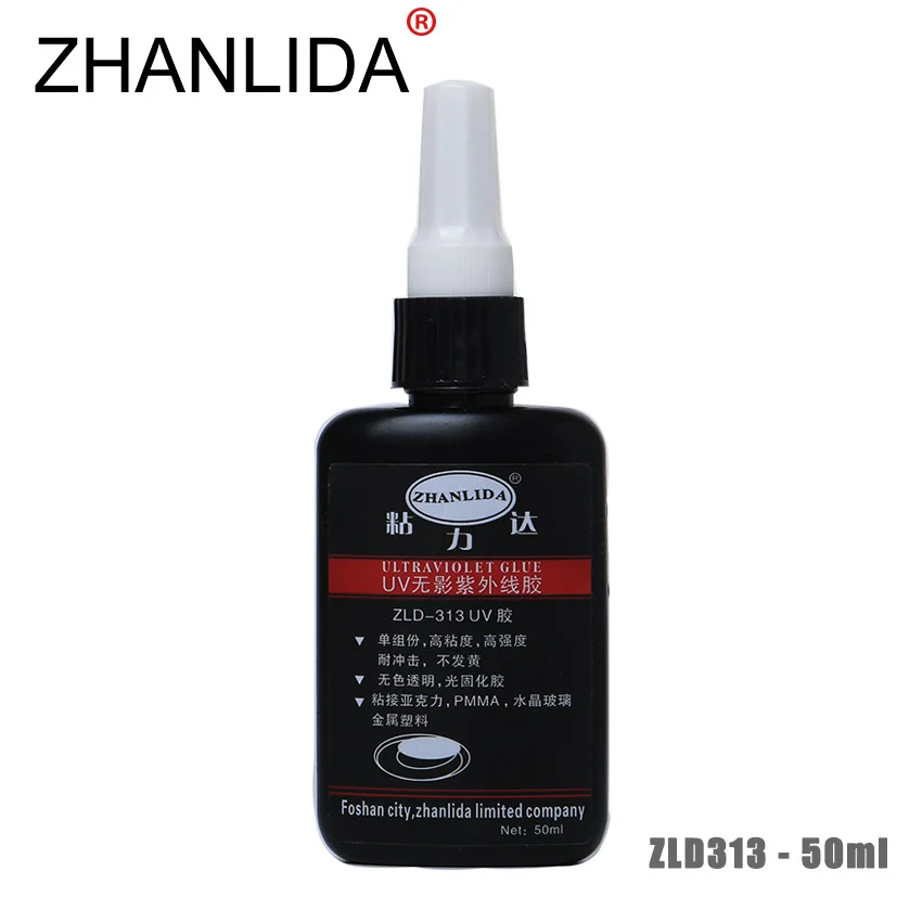 ZHANLIDA 313 50ML Ultraviolet UV Glue Acrylic Soundproof Door Plastic Crafts Transparent Glue Multi Purpose Adhesive