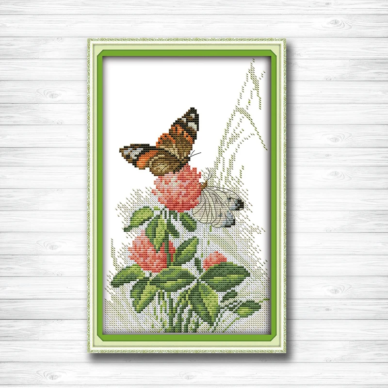 Butterflies over flowers diy painting 14CT 11CT counted cross stitch kits embroidery set
