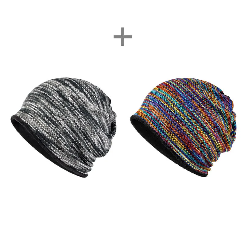 [AETRENDS] Зимние шапки-бини, шарф с воротником, женские или мужские шапки в стиле хип-хоп, теплые Z-5008 с бархатом внутри - Цвет: Color No 2 and No 1