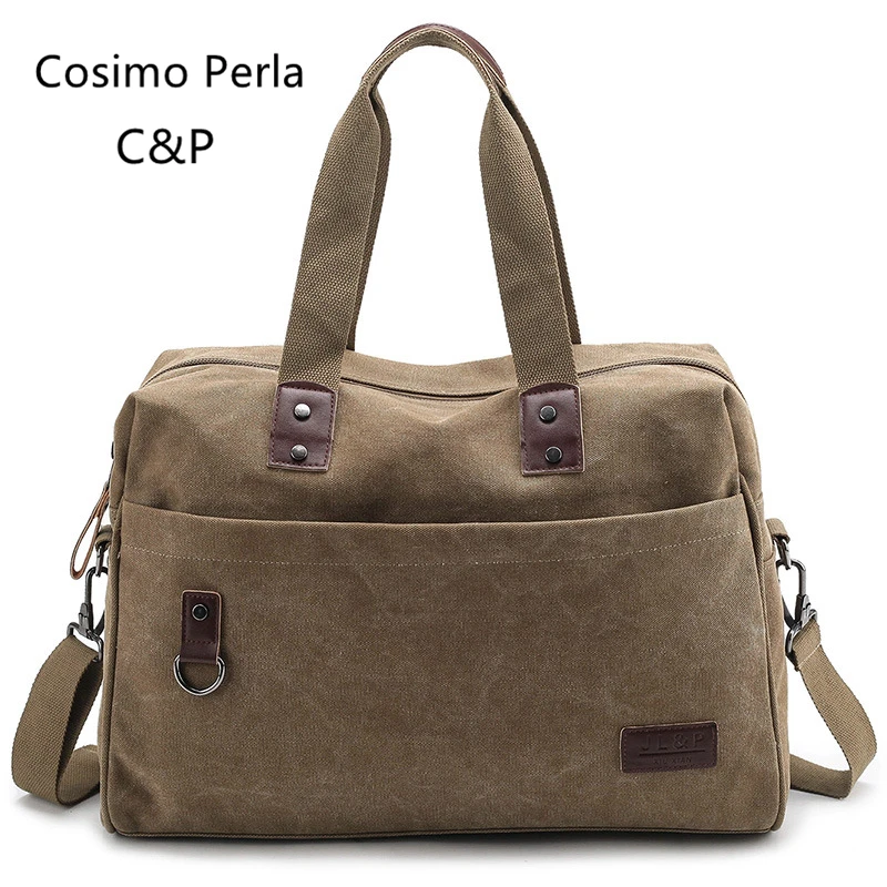 

Retro Multifunctional Canvas Travelling Bag for Men Duffle Bags with Zipper Lightweight Travel Tote Luggage Weekender Laptop Bag