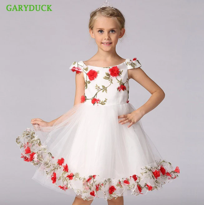 

GARYDUCK Girls Dress For Party And Wedding Kids Clothes 2017 Children Princess Dress European and American Floral Evening Dress