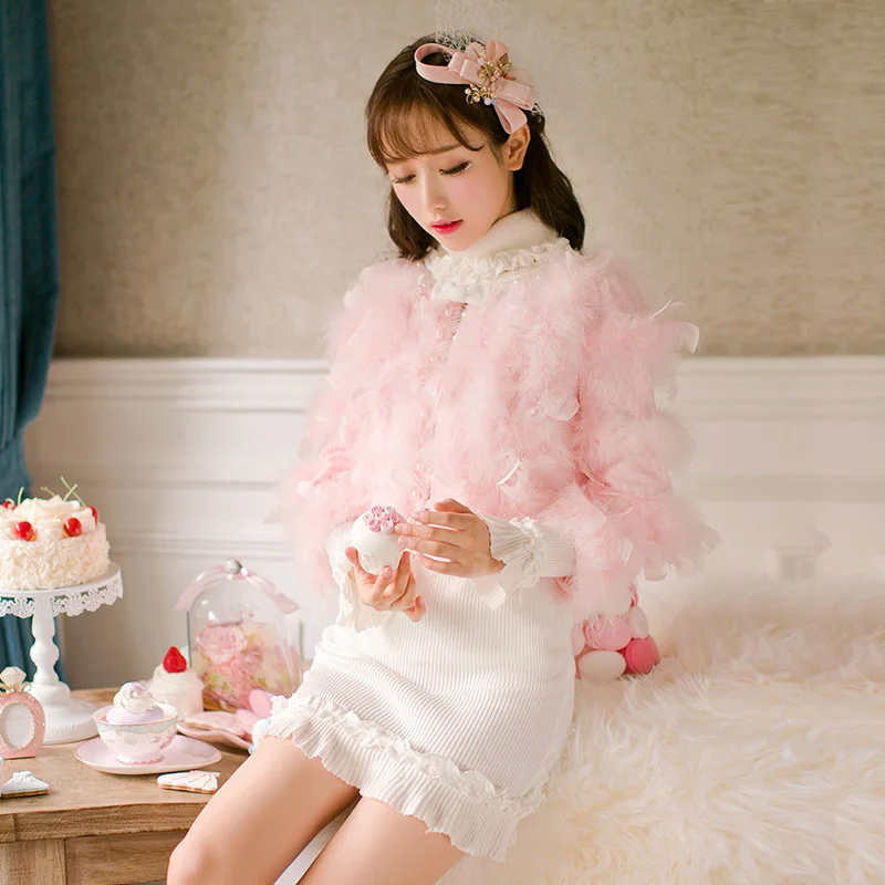 

Princess sweet lolita faux fur Winter candy rain fur jacket slim long sleeved short section of small fragrant female C16CD6164