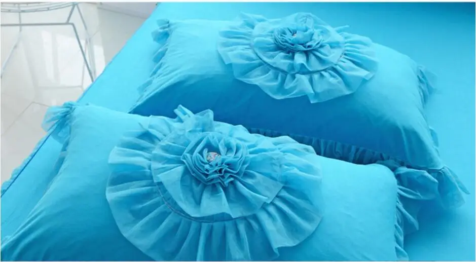 Большой кружевной комплект постельного белья принцессы с цветочным рисунком, роскошный свадебный набор пододеяльников для девочек, одноцветные покрывала, простыня, наволочки из хлопка