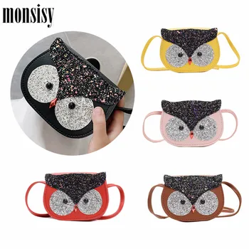 

Monsisy Girsl Owl Coin Purses Handbag Children Wallet Small Coin Pouch Box Kid Change Purse Baby Money Mini Shiny Shoulder Bags