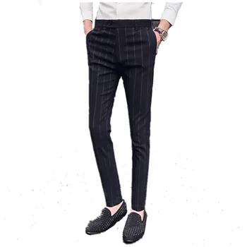 

2019 Brand Fashion New Quality Cotton Men Pants Suit pants Spring Summer Long Male Classic Business stripe Casual Men's trousers