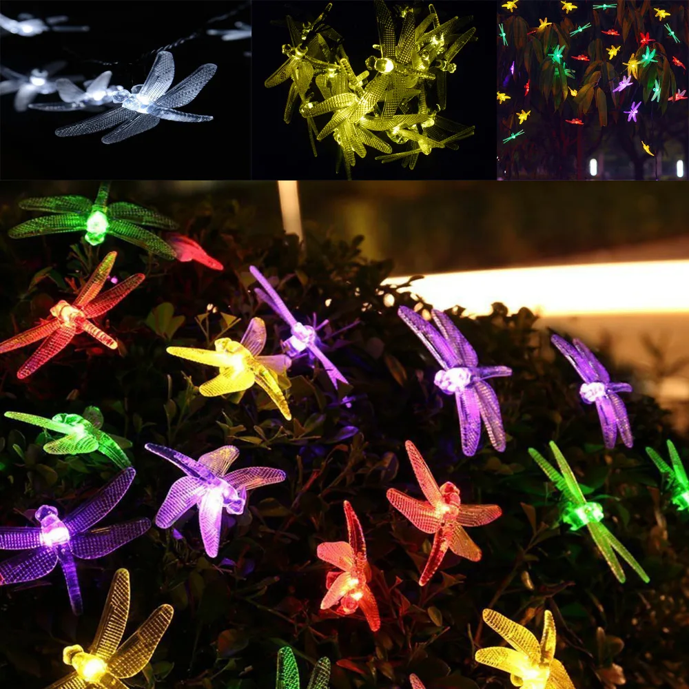 

Solar Powered 600CM 20LED Fairy Dragonfly Waterproof LED Light String Christmas Tree Path Porch Lawn Garden House Wedding Decor