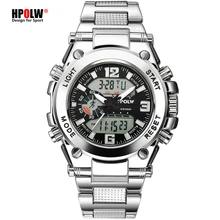 Спортивные мужские наручные часы, светодиодный цифровой кварцевые часы, серебристые модные водонепроницаемые часы, топ класса люкс, Брендовые мужские часы с хронографом