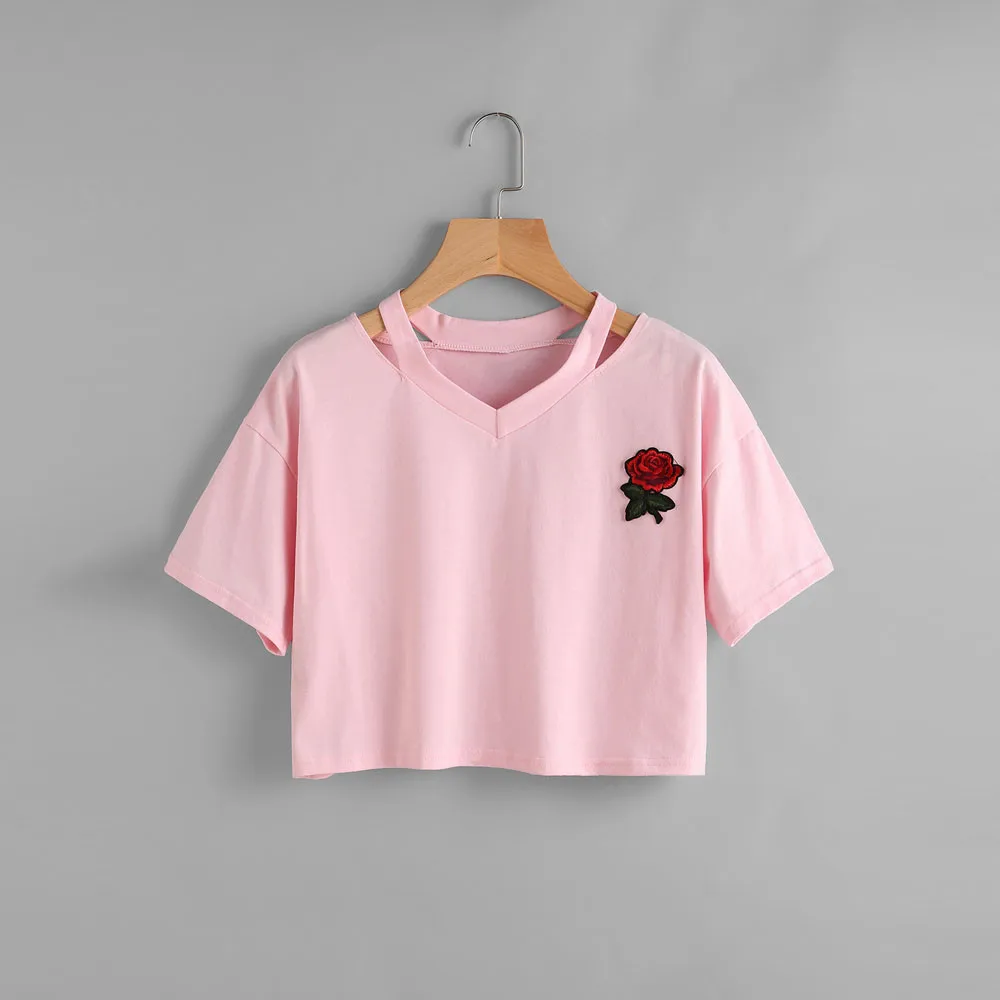 

New Harajuku Tshirt Sexy Flowers Feather Print Short Sleeve Tops Tees Summer Fashion kawaii Casual Sweet Lady T-Shirt #P #T10P