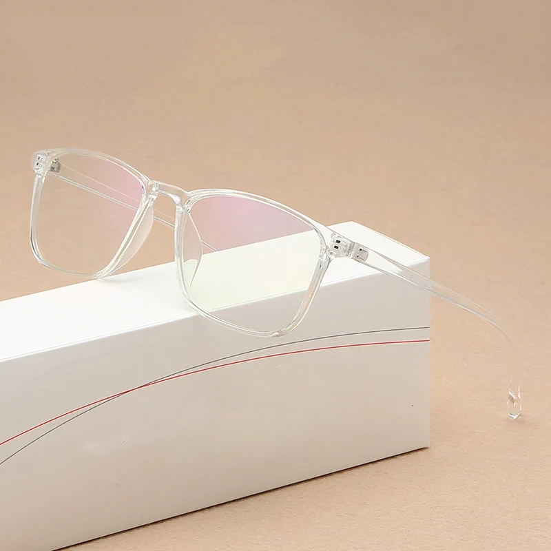 

2019 New Fashion Retro Optical Art Square Glasses Flat Mirror Men and Women Fashion Trend Frame Transparent Color Glasses Frame