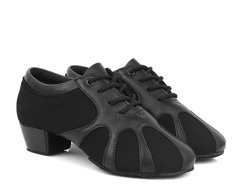 Professional Men Boys Latin Dance Shoes Nubuck Leather Lace up Ballroom