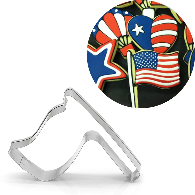 

10pcs cartoon flag Metal cookie cutter reposteria biscuit stamp mold baking tool cupcake topper fondant cake decorating tool