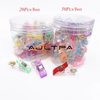 

50Box/Lot Multi-color Plastic Thumbtacks Pushpins With Clips For DIY Patchwork Fabric Quilting Craft Sewing Knitting Clips Board