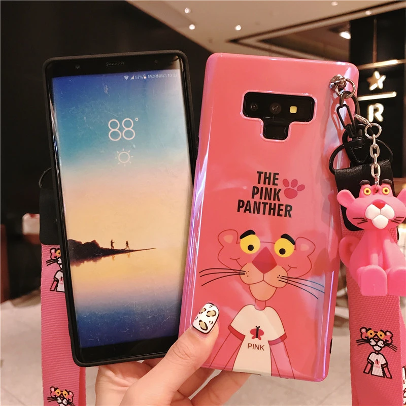 price reduction  Sam S10 plus/ s8 s9 Cute pink panther soft Case sailor moon tpu back Cover for Samsung Galaxy Note 