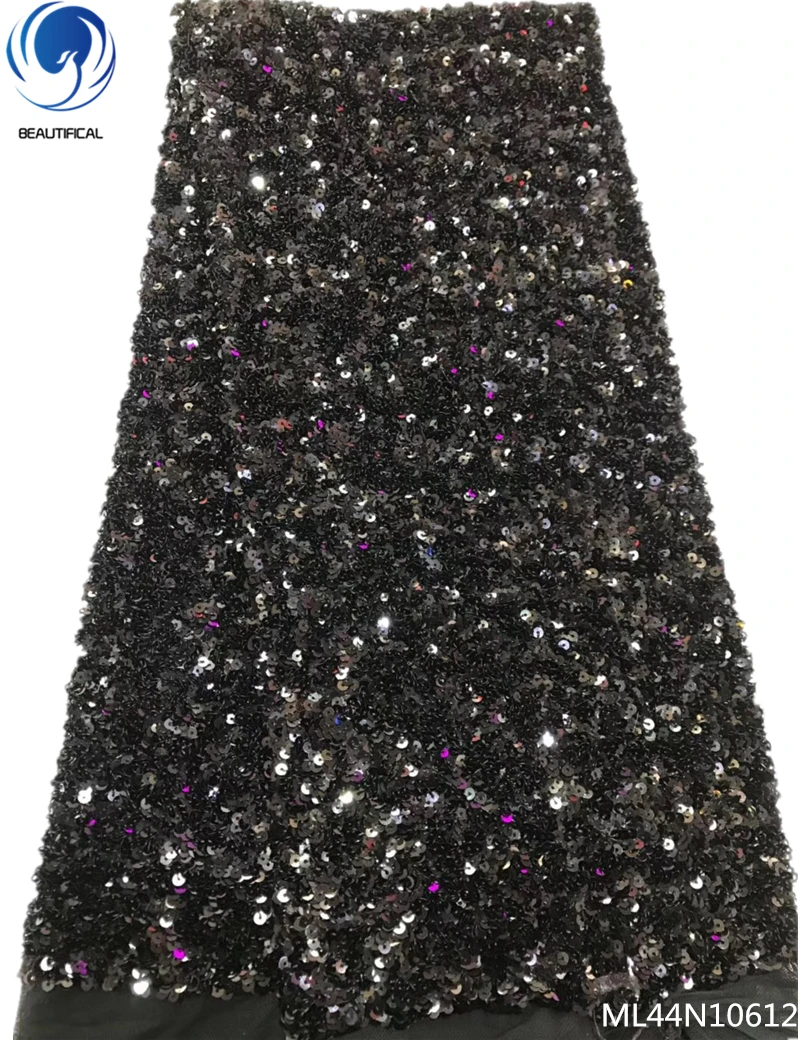 

BEAUTIFICAL luxury lace fabric nigerian sequins lace fabrics 2019 glitter laces wholesales fabric african 5 yards/piece ML44N106
