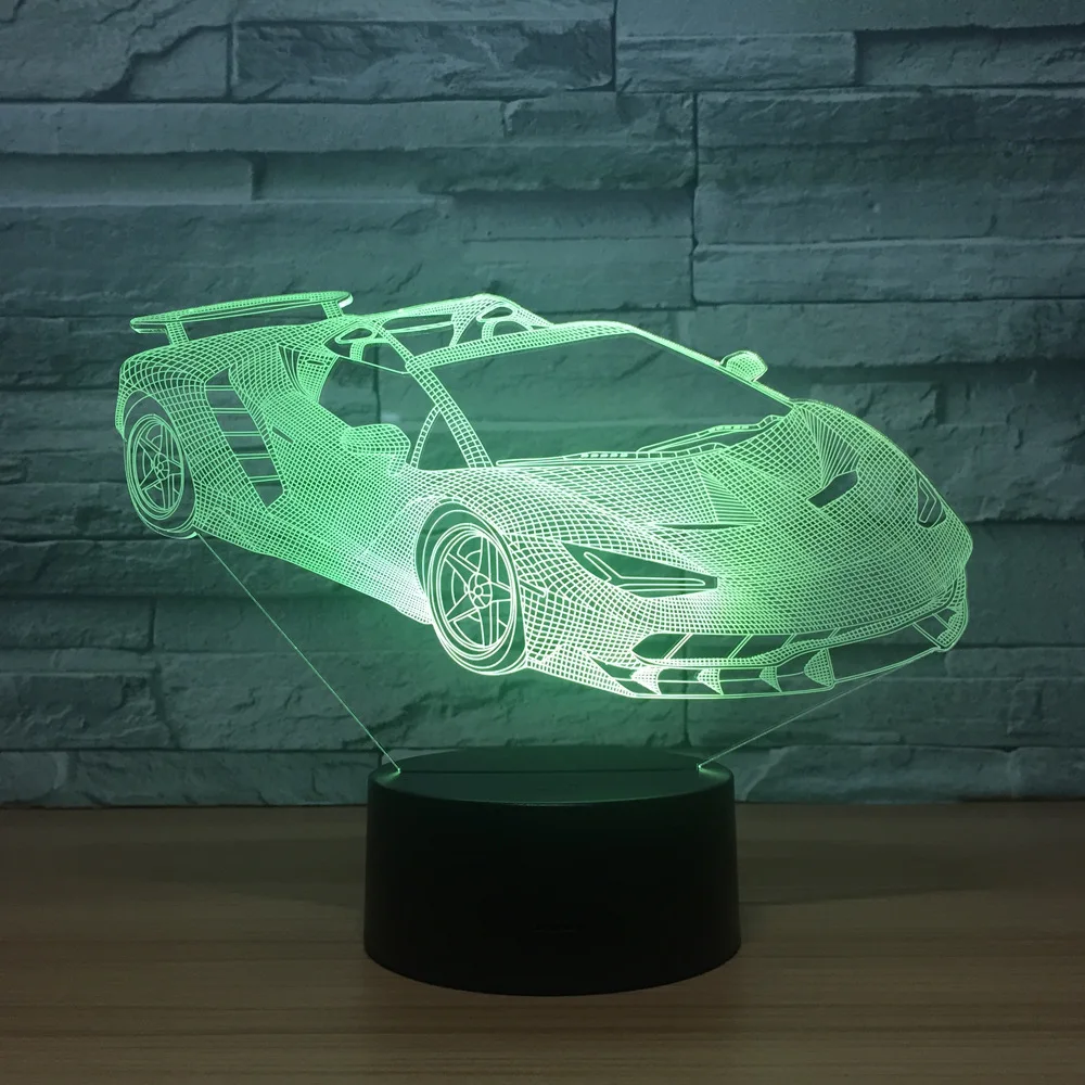 Светодиодная 3D лампа для гоночного автомобиля ночник с дистанционным