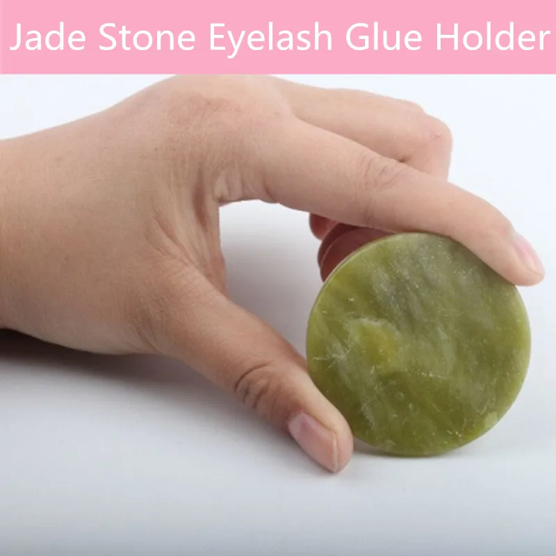 

New Arrival 2/5/10pcs Round Jade Stone Eyelash Glue Holder for Eyelash Extension Makeup Tools Free Shipping