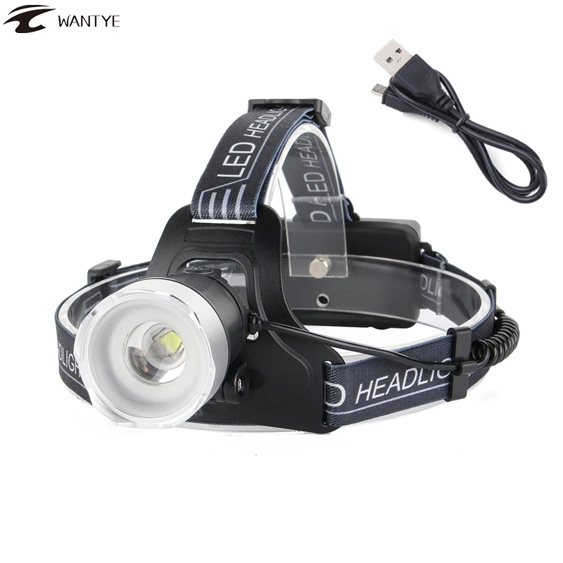 

6000Lm XM-L L2 Zoomable LED Headlamp USB Flashlight Head light Rechargeable Headlight Lantern 18650 Battery