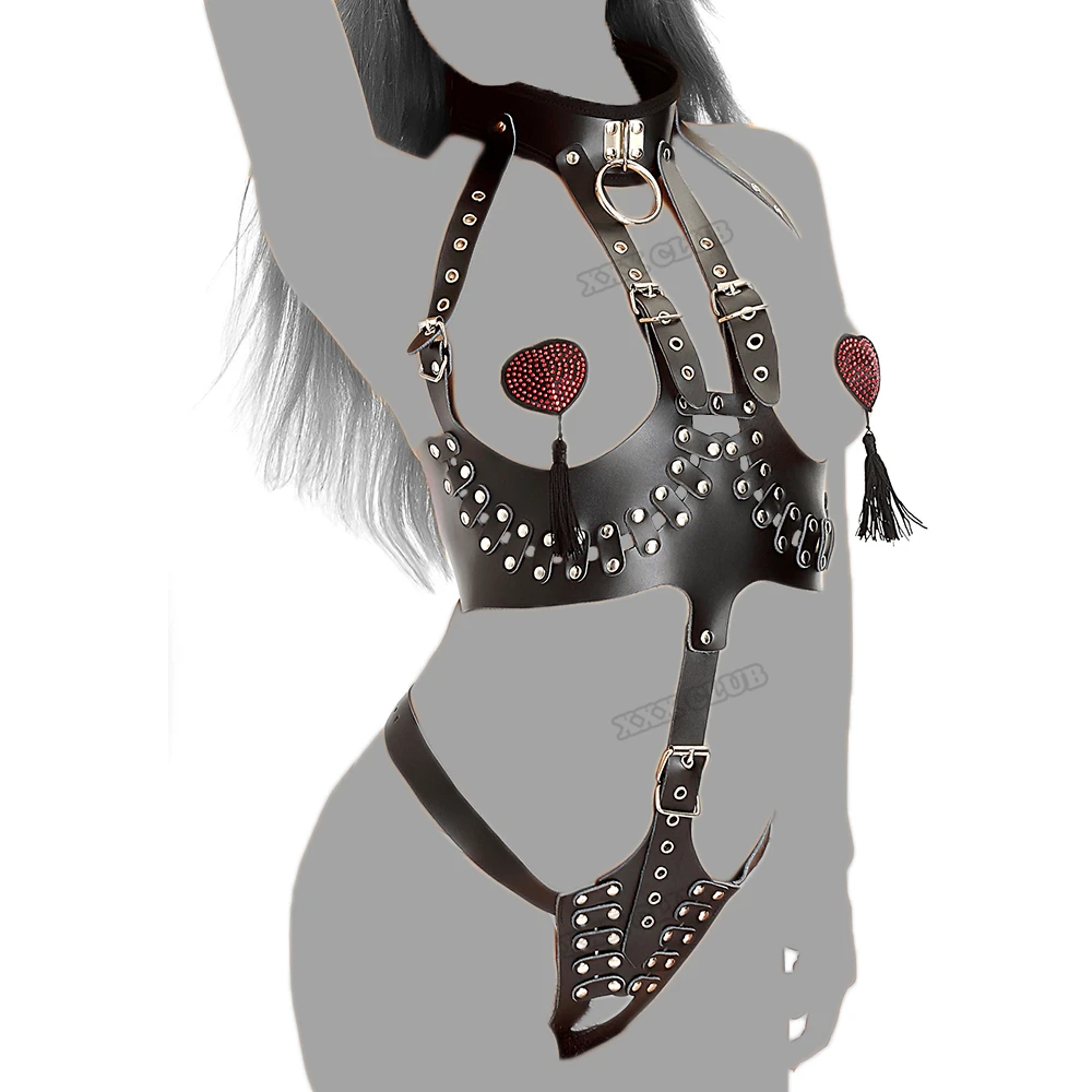

adult games Fetish costumes Women's sexy lingerie Bondage cupless bare breast open the crotch with neck collar Chastity device