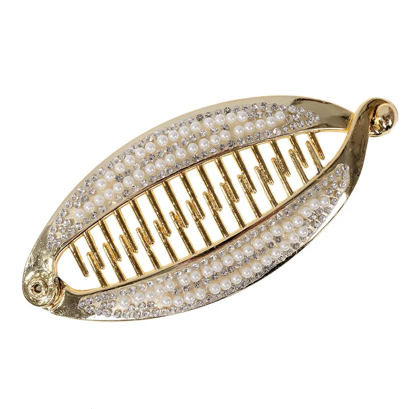 Women Pearl Rhinestone Headdress Hairpin Clip Hair Claw Accessories Fad CA