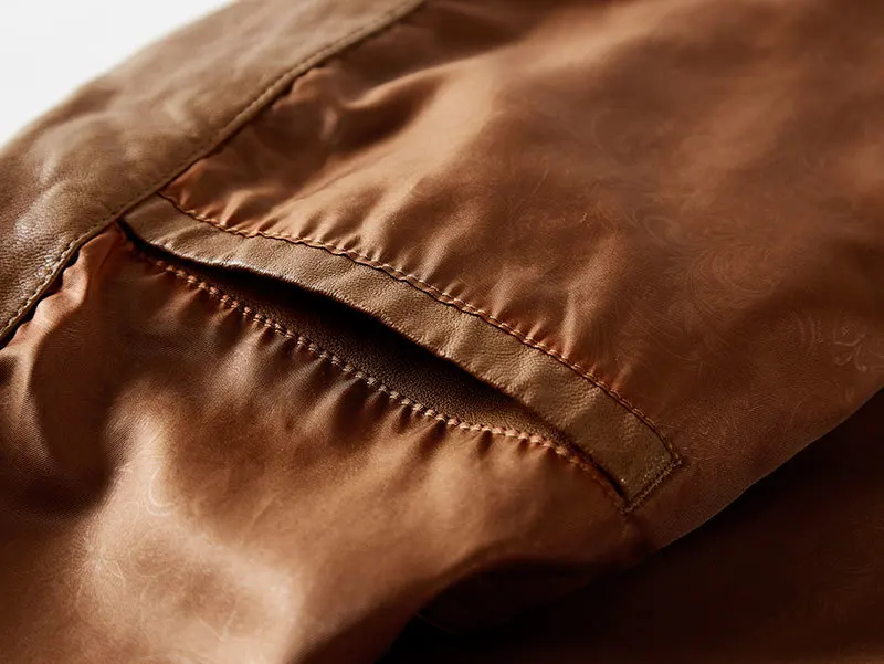 2019 Spring PU Leather Bomber Jackets Coats Business Stand Collar Brown Casual Fashion Cargo Military Jackets Coats Business (18)
