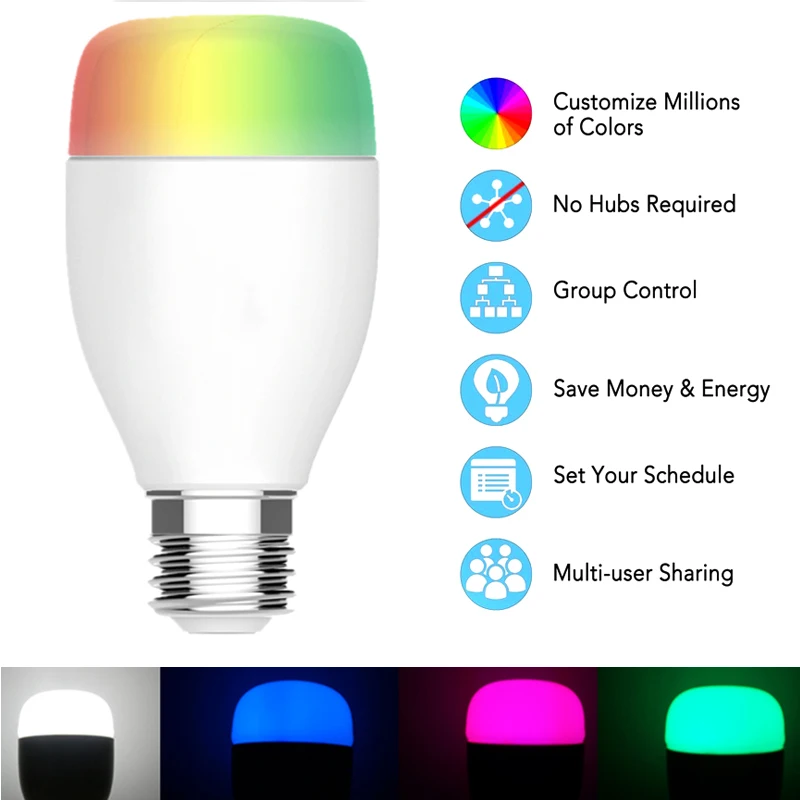 

WiFi Smart Bulb 6W E27 RGBW LED Light Support Remote Control Voice Control CLH@8