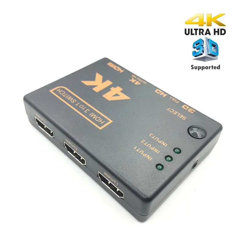 Мини 3 порта HDMI переключатель 1.4b 4k* 2k 3D Коммутатор HDMI сплиттер 3 в 1 выход порт концентратор для Xbox DVD HDTV для PS3 PS4 1080P