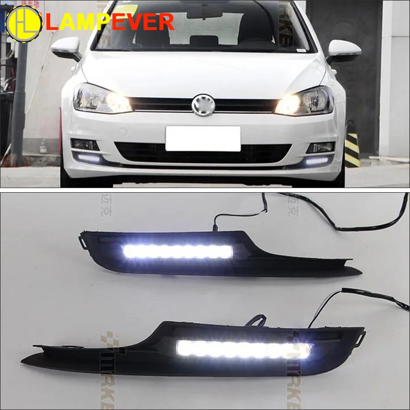 

Lampever LED DRL daytime running lights for Volkswagen VW Golf 7 MK7 2013-2017 White Dimming Color 9 LED Spot Style