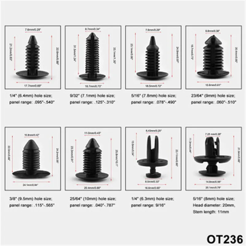 240 шт. универсальные автомобильные крепежные элементы в коробке, накладка на дверь, заклепка на автомобильный бампер, фиксатор, нажимная крышка двигателя, фиксаторы
