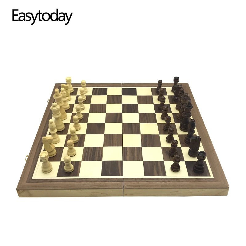 Easytoday Magnetic Folding Chess Games Set Wooden Chessboard Solid Wood Chess Pieces High-quality Table Entertainment Games Gift