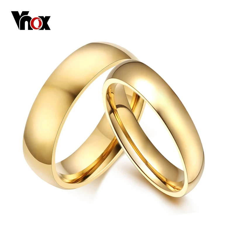 vnox simple wedding bands rings 2pcslots gold color engagement for women men trackable - Simple Wedding Ring vnox simple wedding bands rings 2pcslots gold color engagement for women men trackable - Simple Wedding Ring