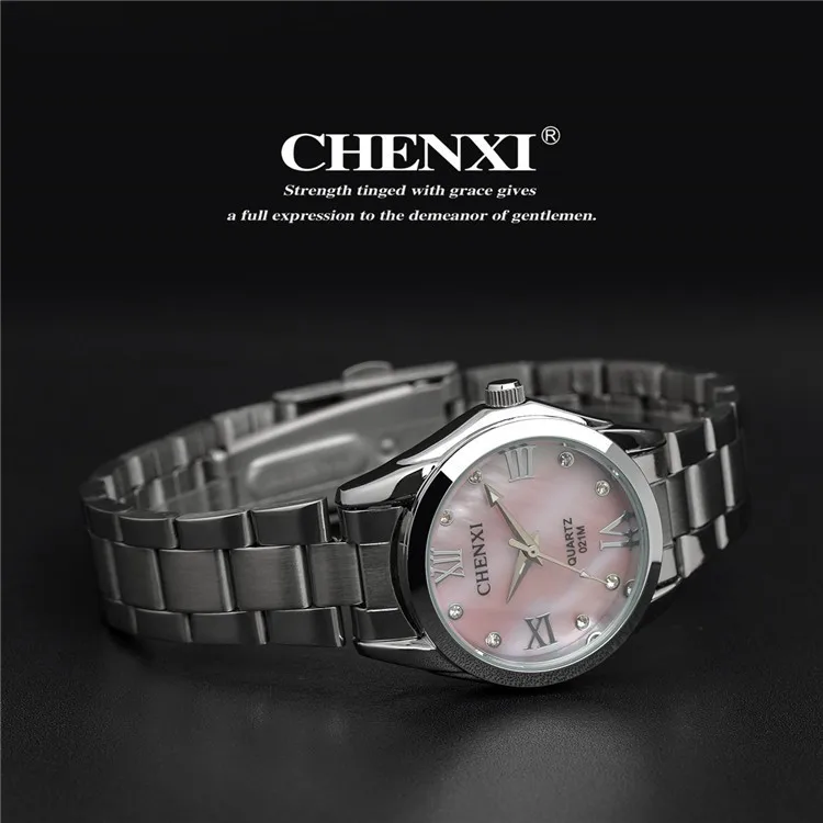 CX-021M, женские модные роскошные водонепроницаемые часы, нержавеющая сталь, высокое качество, имитация оболочки, циферблат, для девушек, стразы