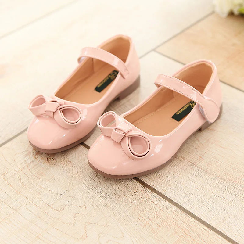 

Girls Shoes 2019 Spring Fashion Patent Leather Princess Flat Lovely Bow Kids Shoes Party Dance Children Shoe 27-36Pink Red black