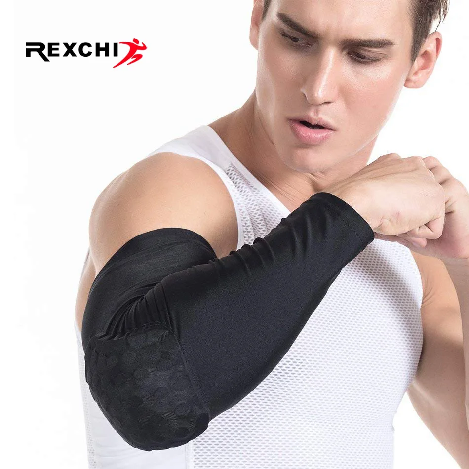 REXCHI 1 PC Honeycomb Sports Elbow Support Training Brace Protective Gear Elastic Arm Sleeve Bandage Pads Basketball Volleyball
