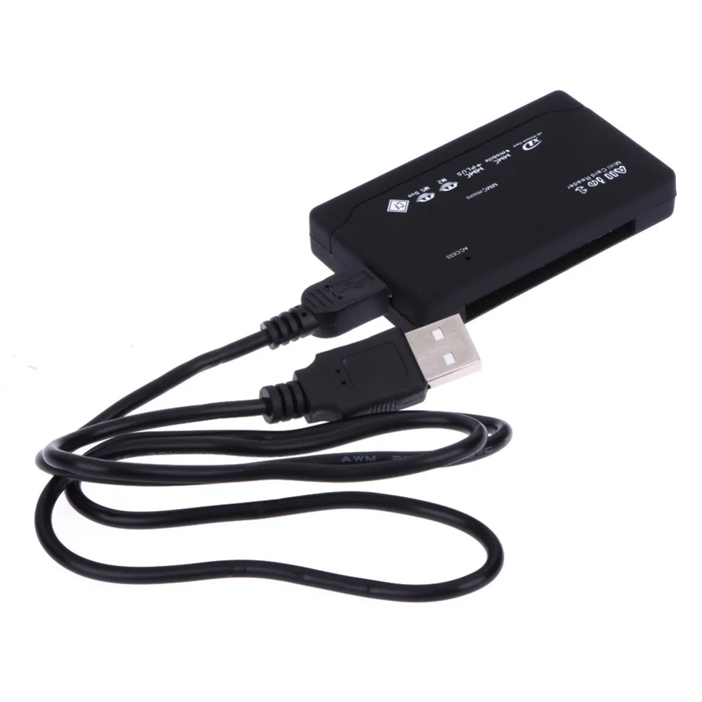 Image Black All in One Memory Card Reader USB External Cardreader SD SDHC Mini Micro M2 MMC XD CF  P4PM