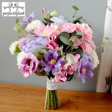 Perfectlifeoh Невеста Холдинг цветы Искусственные Свадебные цветы студия реквизит фиолетовые цветы