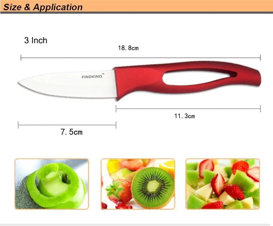 Циркониевый керамический нож с красной ручкой, кухонный набор " 4" " 6" дюймов+ Овощечистка+ держатель, кухонный нож