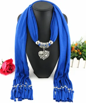 

Explosion models early spring polyester fringed peach heart love alloy pendant scarf Europe and America ladies fashion scarf
