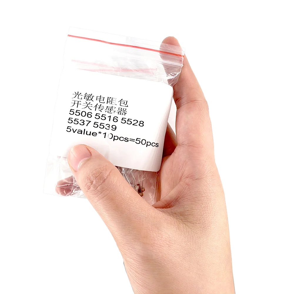 50PCS/LOT (5 values * 10pcs) LDR Photo Light Sensitive Resistor Photoelectric Photoresistor Kit for 5506 5516 5528 5537 5539